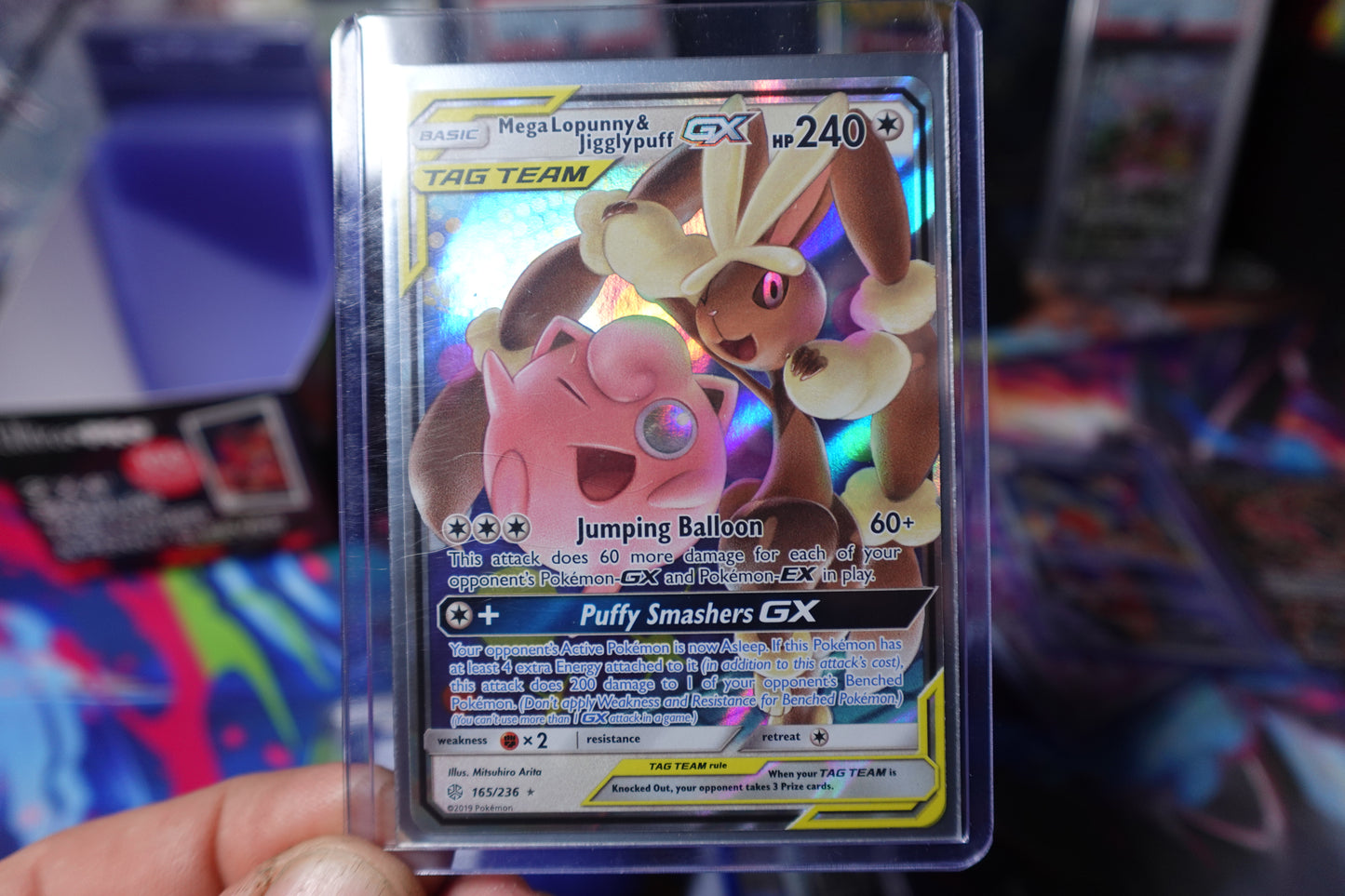 Mega Lopunny & Jigglypuff GX - 165 (NM)| Cosmic Eclipse | Raw Card