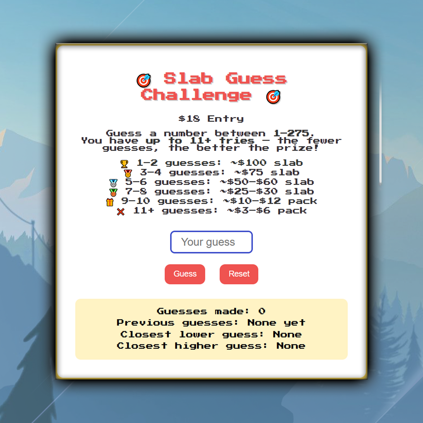 Higher or Lower Slab Guess Challenge! {Read Desc}